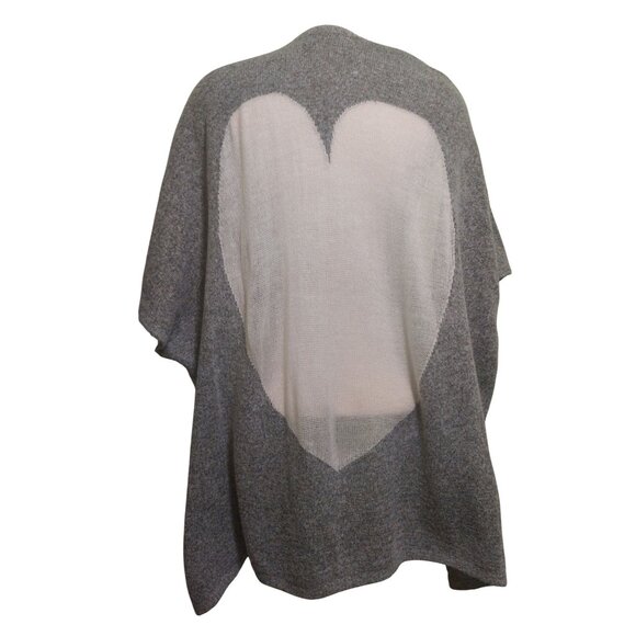 k. by kersh Women's Gray Short Sleeve Cardigan W/ White Heart on Back Size XL - Picture 9 of 10